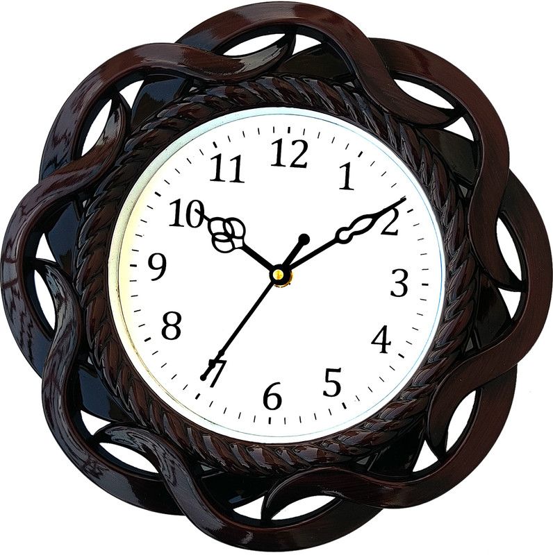 Analog Wall Clock  (Black, Brown, With Glass)