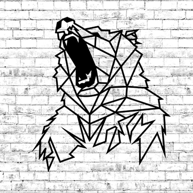 Sanvi Creations The 3D Wall Art Angry bear wall art 7(Black)Suitable for Living Room,Foyer,Bedroom,Hallway  (18 cm X 12 cm, Black)