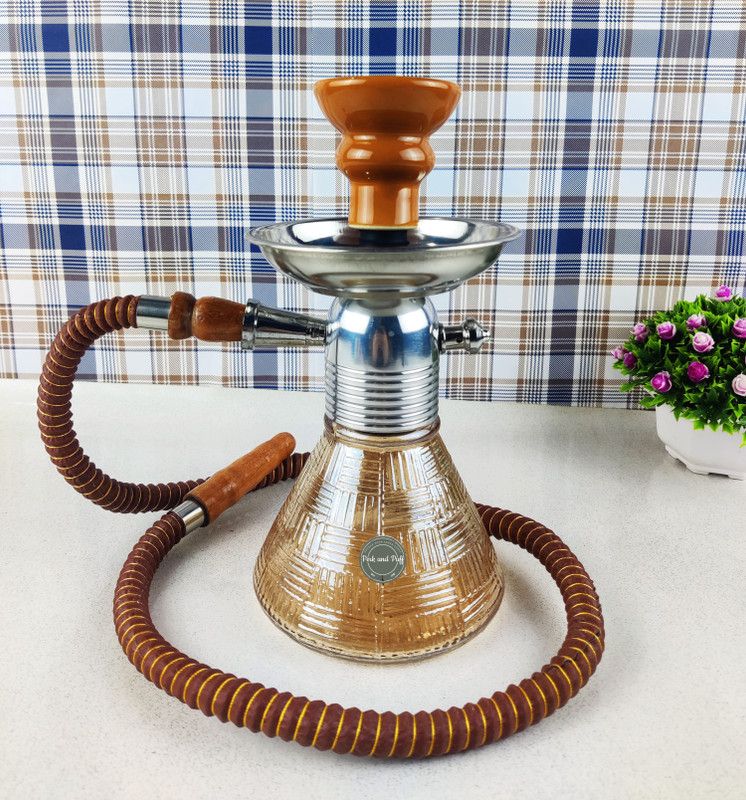 10 inch Glass, Ceramic Hookah  (Gold)