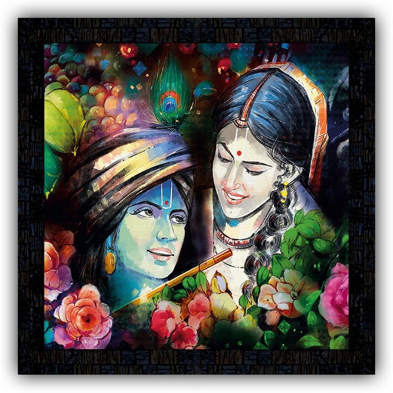 Poster N Frames framed poster of Radha Krishna-11219 Digital Reprint 14 inch x 14 inch Painting  (With Frame)