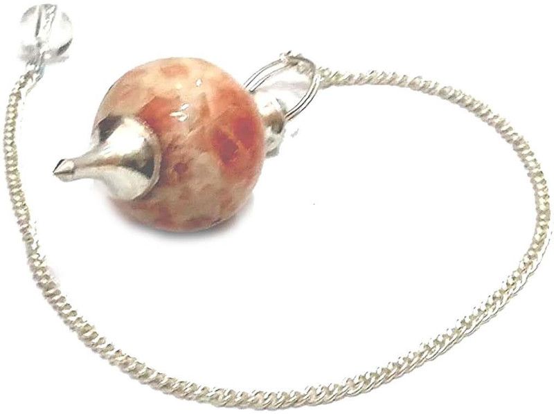 AIR9999 Natural Sun Stone Crystal Ball Shaped Dowser Pendulum For Reiki Healing Decorative Showpiece - 20 cm  (Crystal, Metal, Multicolor)