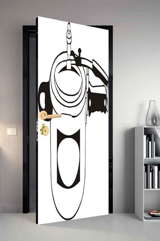 QTH 213 cm Line Art Dor-0629 Design Door Sticker Self Adhesive Sticker  (Pack of 1)