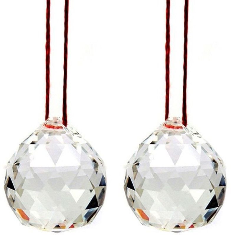 numeroastro Feng Shui Crystal Clear Ball (Set Of 2) Decorative Showpiece - 5 cm  (Crystal, Clear)