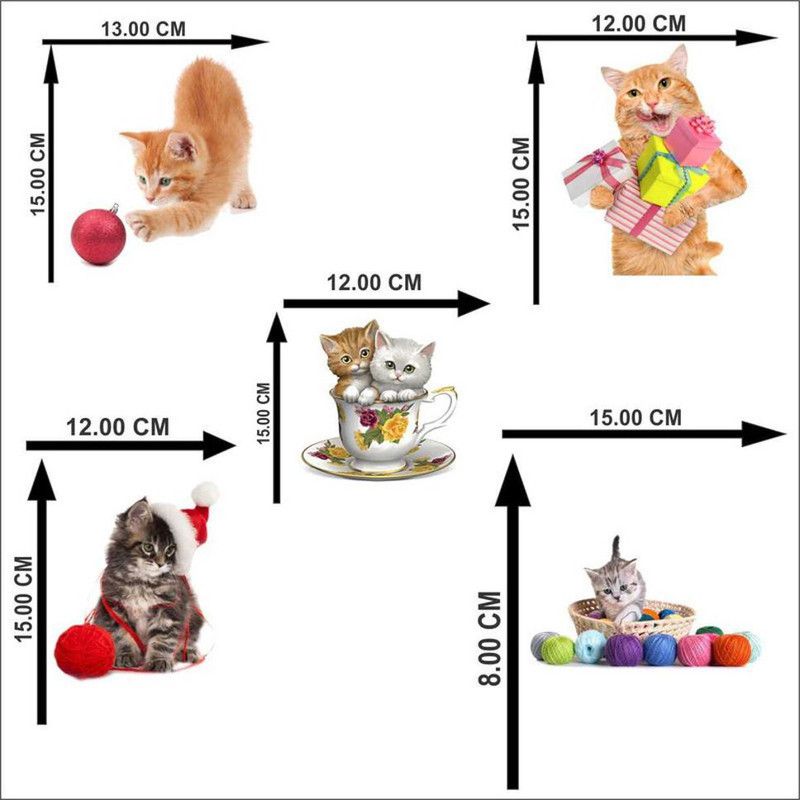 newlovelifecreations 12 cm Cute baby cat switch wall sticker Self Adhesive Sticker  (Pack of 5)