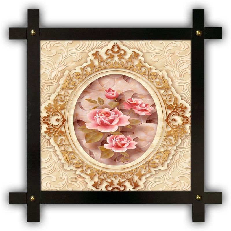Poster N Frames Cross Wooden Frame Hand-Crafted with photo 18150-crossframe Digital Reprint 16.5 inch x 16.5 inch Painting  (With Frame)