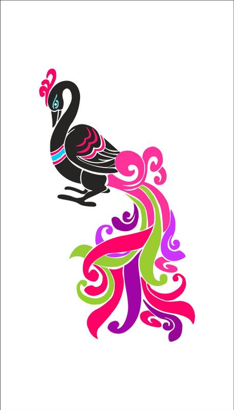 Psychedelic Collection 59 cm beautiful decorative multicolored peacock Self Adhesive Sticker  (Pack of 1)