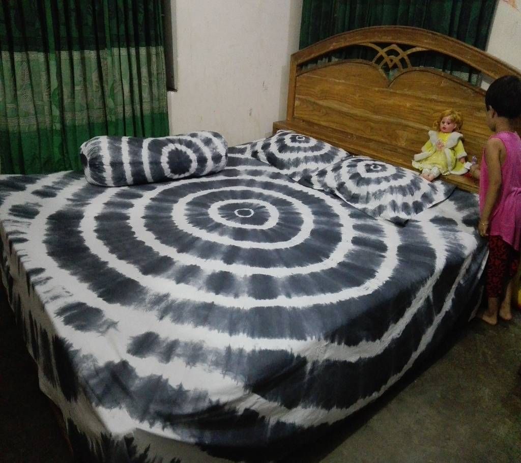 Batik Printed Cotton Printed Double Size Bed sheet Set