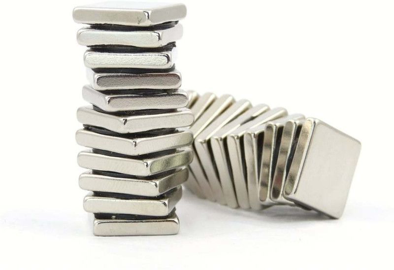 ART IFACT 20 Pieces of 10mm x 10mm x 2mm Neodymium Magnets - N52 Square Magnets - Rare Earth NdfeB Magnets - For DIY, School Project or Commercial Usage Fridge Magnet, Multipurpose Office Magnets, Magnetic Paper Holder Pack of 20  (Silver)