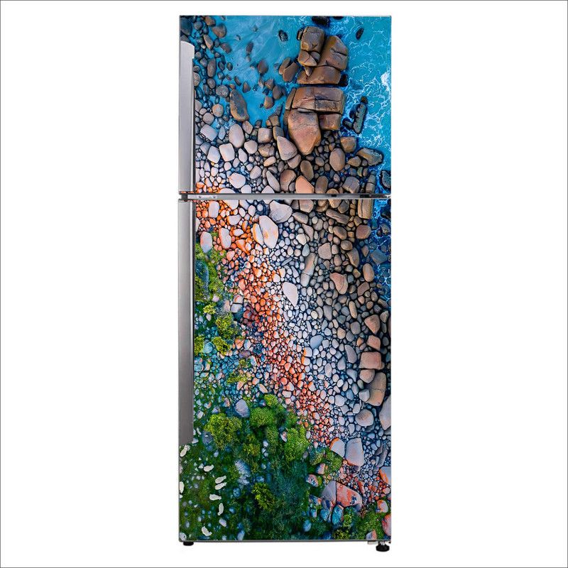 K2A Studio 60 cm sea water colorful stones and green grass Self Adhesive Sticker  (Pack of 1)
