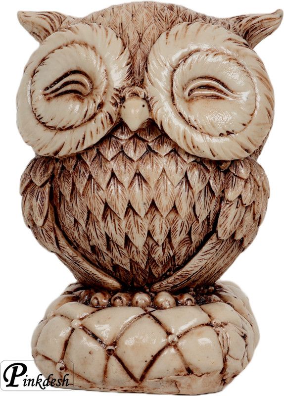 Pinkdesh Adorable Owl Statue for Home Bedroom Living Room Office Decorative Showpiece - 13 cm  (Polyresin, Beige)