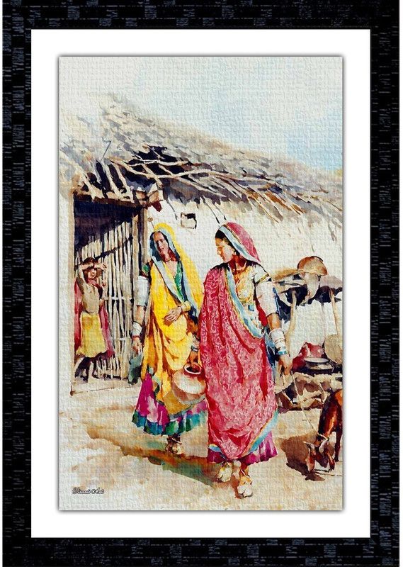 Janki Online Modern Art Canvas Rajasthani Large Glass Wall Paintings with Frame for home decoration item for bedroom for sale Canvas 20 inch x 14 inch Painting  (With Frame)