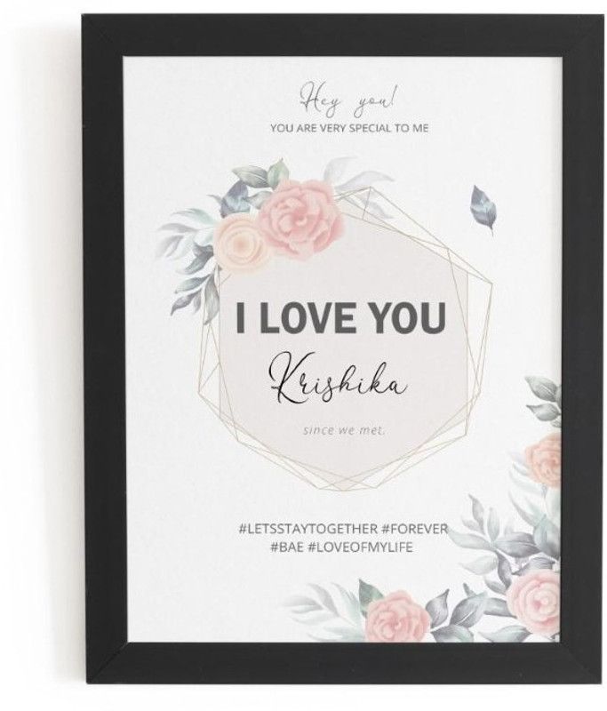 Beautum I Love You Krishika Name Printed Unique Digital Reprint 9inch x 13inch Painting Model No:BPLU005250 Glass Print 13 inch x 9 inch Painting  (With Frame)