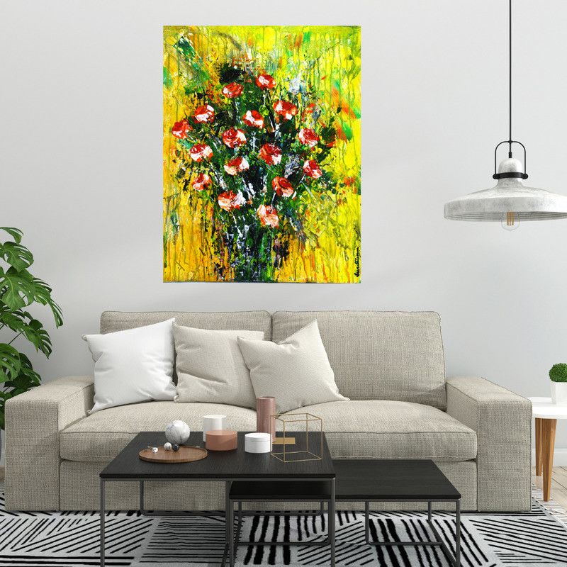 Geesun Craft Canvas Abstract Painting for Wall Décor |Rectangle | Ratio-3:2 Canvas 12 inch x 8 inch Painting  (With Frame)