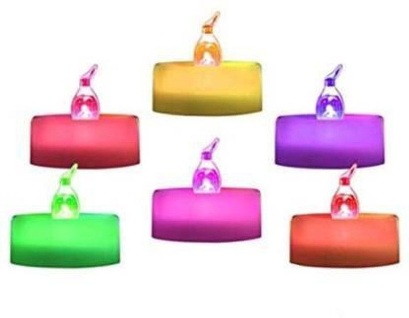 Flipkart SmartBuy Bright Flameless Multicolor LED tealight, Smokeless Plastic Decorative Pack Of 6 Candle  (Multicolor, Pack of 6)