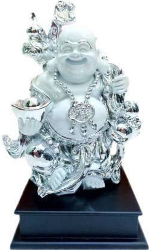Kanhagift Fengshui God Laughing Buddha Vastu Statue Home Décor Gift Item Decorative Showpiece Decorative Showpiece - 26 cm  (Gold Plated, Silver, White)