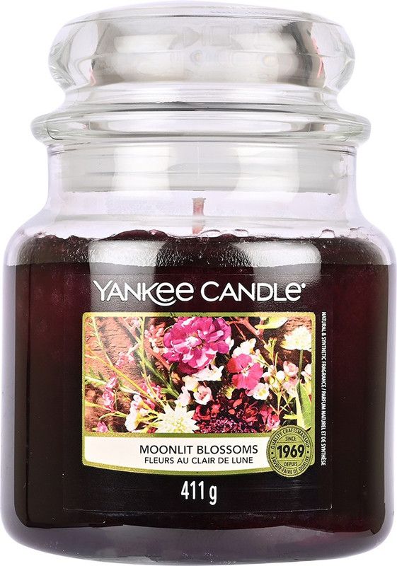 Yankee Candle Moonlit Blossoms Original Medium Jar Scented Candle  (Purple, Pack of 1)