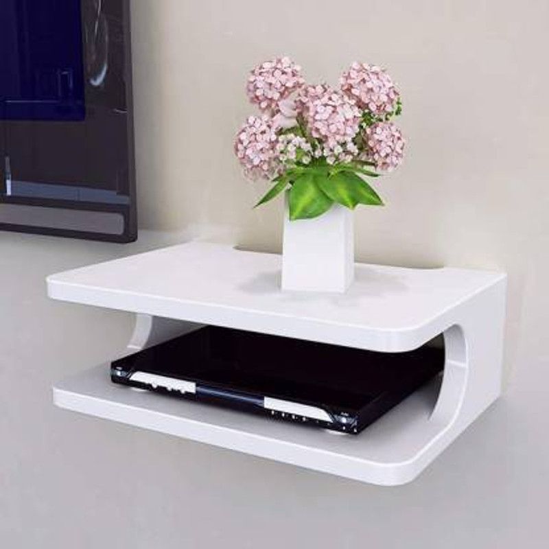 Renovation Martz TV Entertainment Unit Home Wall Mount Stylish WiFi Router Holder TV Cabinet MDF (Medium Density Fiber) Wall Shelf  (Number of Shelves - 2, White)