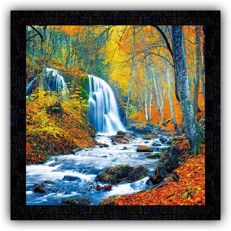 Poster N Frames framed poster of Hand Painted landscape scenery-26037 Digital Reprint 14 inch x 14 inch Painting  (With Frame)