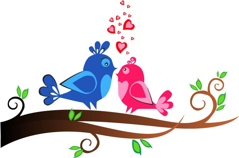 Shree Décor 89 cm Loving birds on tree branch multicolor pvc vinyl wall sticker Self Adhesive Sticker  (Pack of 1)
