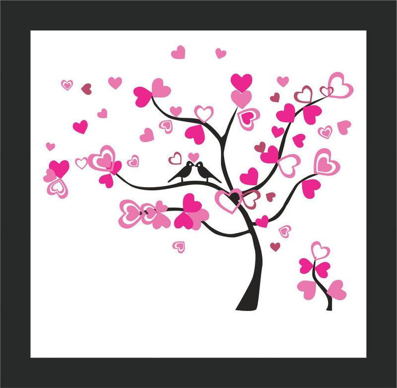 Madhuban Decor 104 cm Madhuban DecorHeart Tree Wall Sticker Pink Heart Tree Wall Sticker( pvc vinyl , Multicolor , 121x104cm) Self Adhesive Sticker  (Pack of 1)