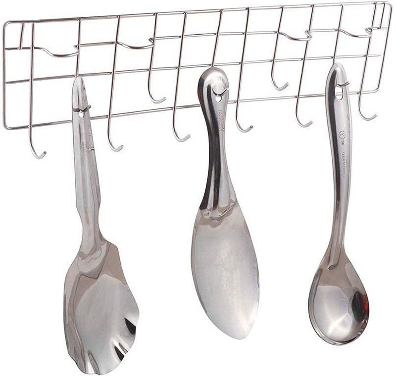 Stainless Steel Wall Shelf  (Number of Shelves - 9, Silver)