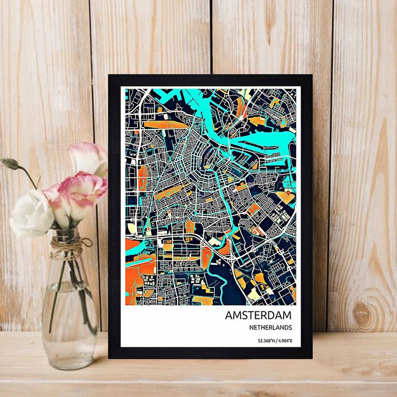 Gallery99 "Amsterdam Map" Texture Paper Framed Art Print 19.25 Inches X 13.25 Inches Digital Reprint 19.25 inch x 13.25 inch Painting  (Without Frame)