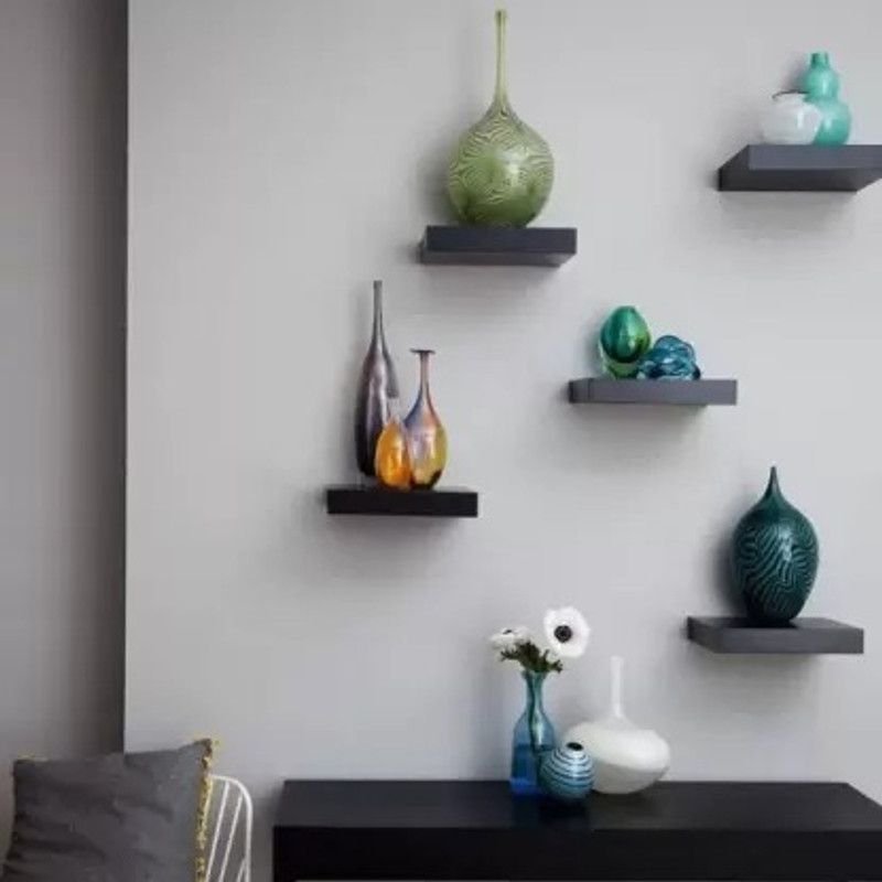 ArtfulCrafts wooden wall shelves MDF (Medium Density Fiber) Wall Shelf  (Number of Shelves - 5, Black)