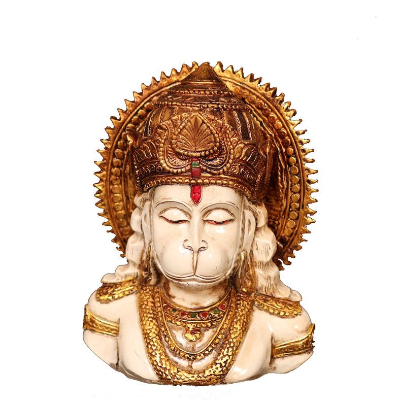 Shine Home Decor 8" Hanuman Ji white Marble Dust Decorative Showpiece - 20 cm  (Marble, White, Multicolor)