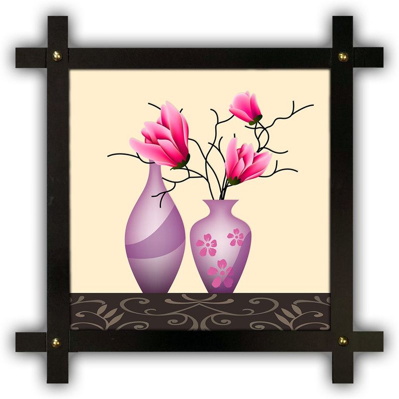 Poster N Frames Cross Wooden Frame Hand-Crafted with photo of Flower (floral) 18265-crossframe Digital Reprint 16.5 inch x 16.5 inch Painting  (With Frame)