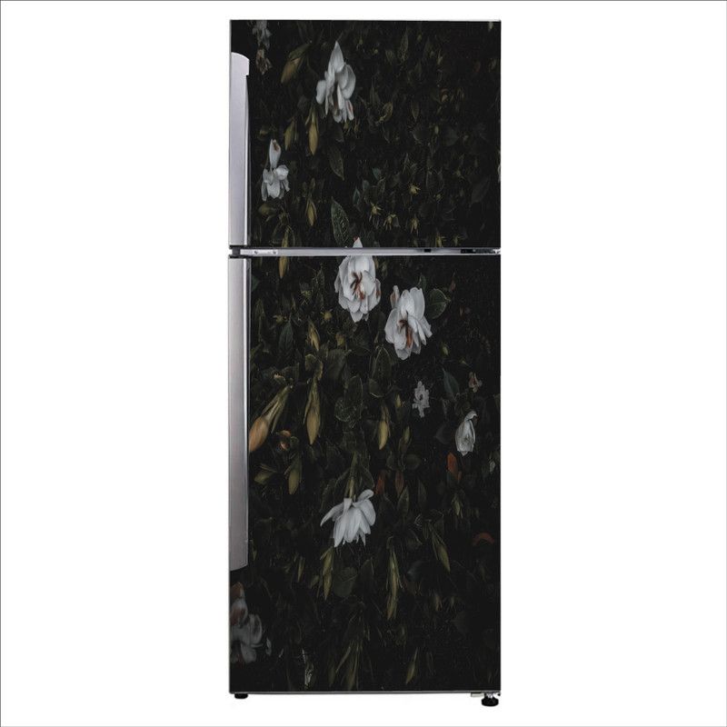 Advait Designs 60 cm Advait Designs Decorative Beautiful white roses with green leaf fridge sticker Self Adhesive Sticker  (Pack of 1)