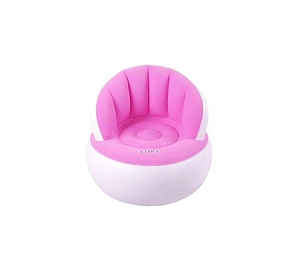 Child Portable Flocking Fast Inflatable Lazy Sofa with pumper - White and Pink