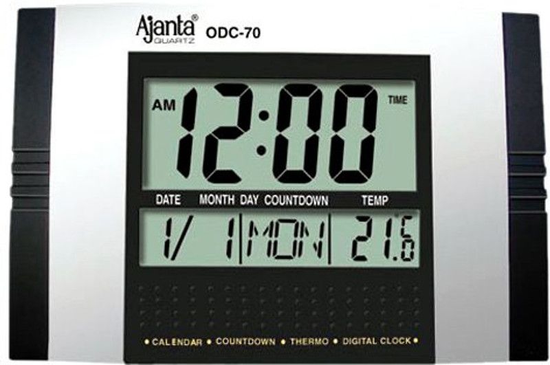 AJANTA Digital 20 cm X 29 cm Wall Clock  (Black, With Glass, Standard)