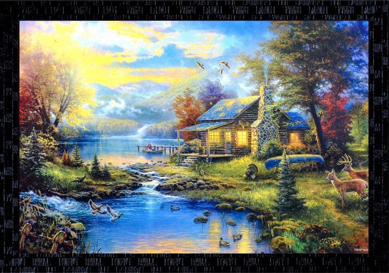 Janki Flowers Scenery Nature Wall Painting with home decoration Item Photo Frame for Sale Canvas 14 inch x 20 inch Painting  (With Frame)
