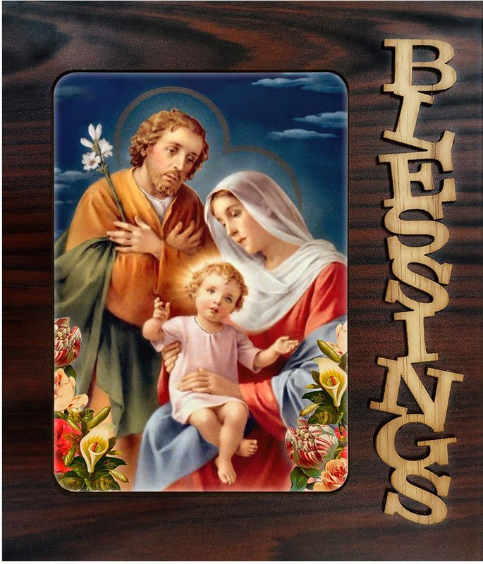 Poster N Frames Decorative Blessings Hand Crafted Wooden table with photo of Lord Jesus 6851 Digital Reprint 9 inch x 7.75 inch Painting  (With Frame)