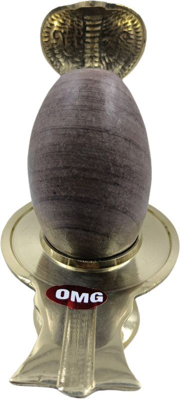 MAA MANSA DEVI Narmadeshwar Shiva Lingam (Brass,Stone,Gold) Decorative Showpiece - 15 cm  (Marble, Brass, Gold, Multicolor)