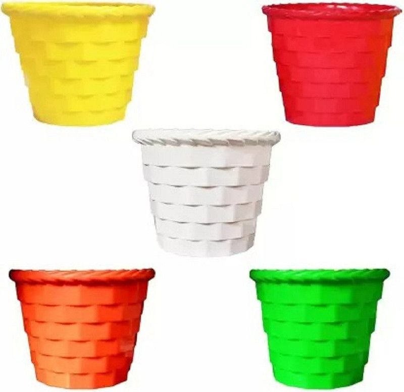 A To Z Sales Brick Pot For Plant Pack Of 5 Plastic Flower Basket  (W: 16 cm x H: 8 cm x D: 8 cm)