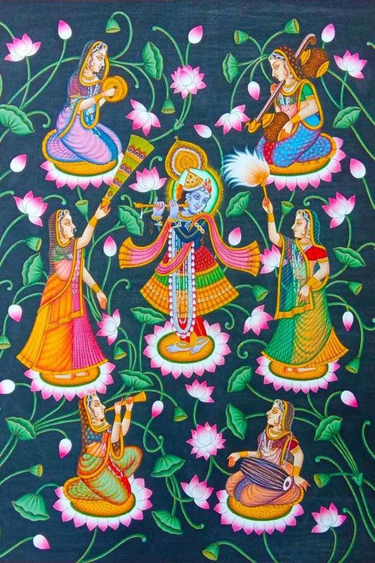 Lord Krishna Religious Waterproof Vinyl Sticker Poster || inch) can3436-4 Fine Art Print  (30 inch X 20 inch, Rolled)