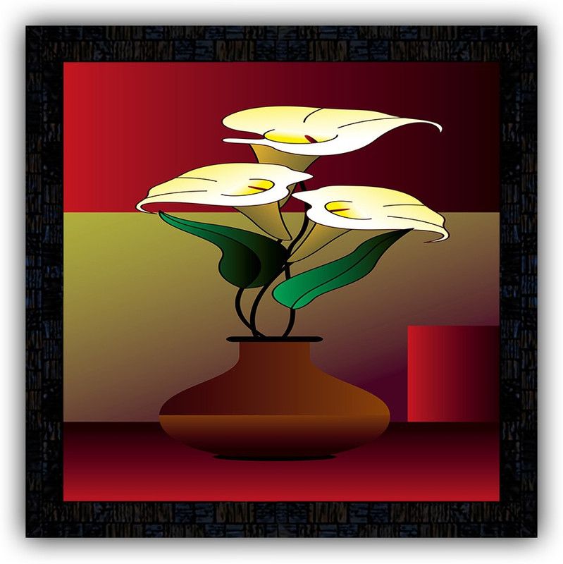 Poster N Frames framed poster of Flower floral-18253 Digital Reprint 14 inch x 14 inch Painting  (With Frame)