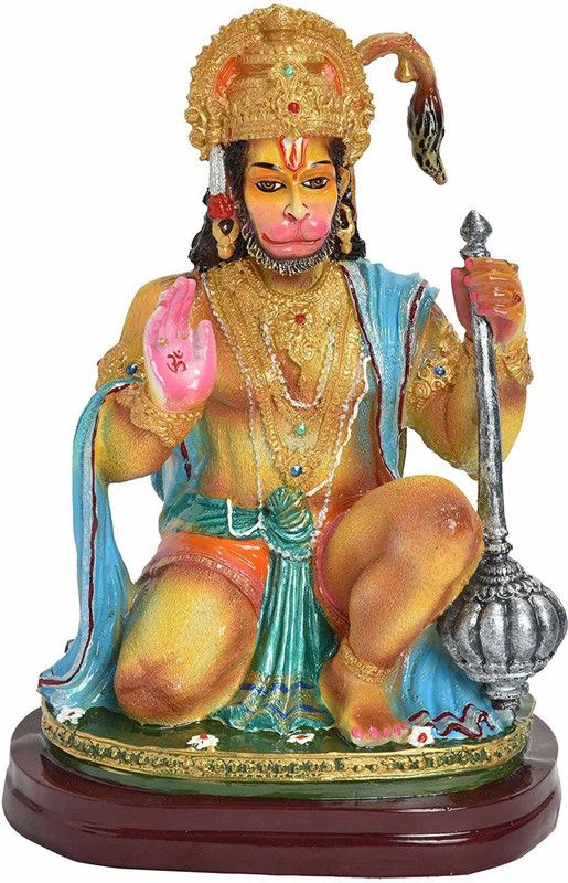 Gifts 'N' Greetings Home Décor Polyresin Ashirbad Mudra Hanuman Jee Elegant Show Piece Decorative Showpiece - 23 cm  (Polyresin, Multicolor)