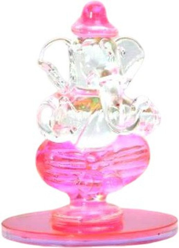craftfry Craftfry Cute & Beautiful Pink Ganesha for Speical Gift car Dashboard & Office Temple Worship / Decorative Showpiece - 5 cm ( Glass & Pink ) Decorative Showpiece - 5 cm  (Glass, Pink, Clear)