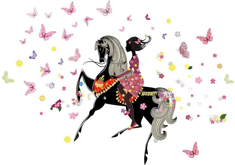 Wallzone Horse Riding Extra Large Vinyl Wallsticker( 120cm x 80 cm)  (80 cm X 120 cm, Multicolor)