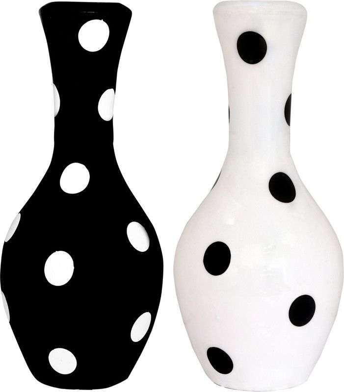 NERAPI Beautiful Design Wooden Vase For Home Wooden Vase  (8 inch, White, Black)