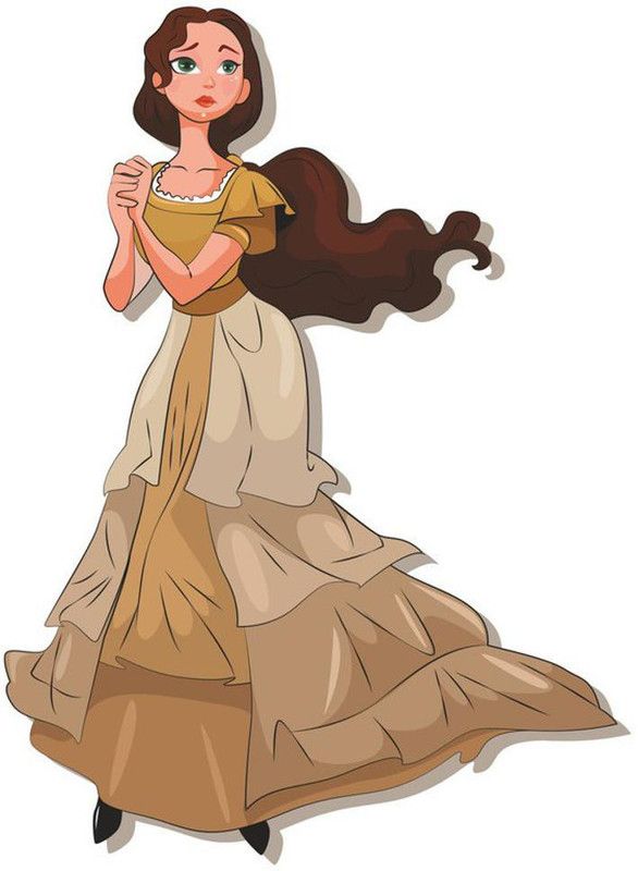 skgraphics 43 cm Fairy tale character cute girl cartoon wall sticker Self Adhesive Sticker  (Pack of 1)