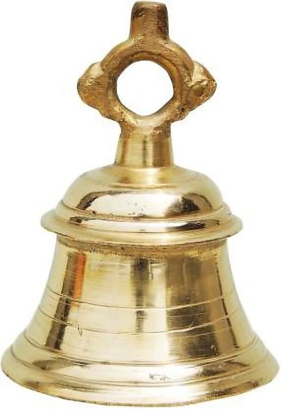 Khadak Crafts Brass Temple Ghanta Bell Brass Pooja Bell 1kg Brass Pooja Bell Decorative Showpiece - 15.5 cm  (Brass, Gold)
