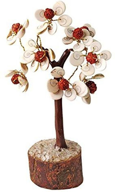Maitri Export Gomati Chakra With Rudraksh Healing Fortune Vastu Tree Decorative Showpiece - 13 cm  (Stone, White)