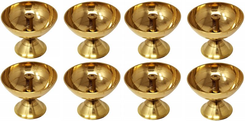 Fashion Bizz Brass Akhand Diya| Akhand Jyot| Decorative Brass Oil Lamp | Brass Table Diya Brass (Pack of 8) Table Diya  (Height: 1.2 inch)
