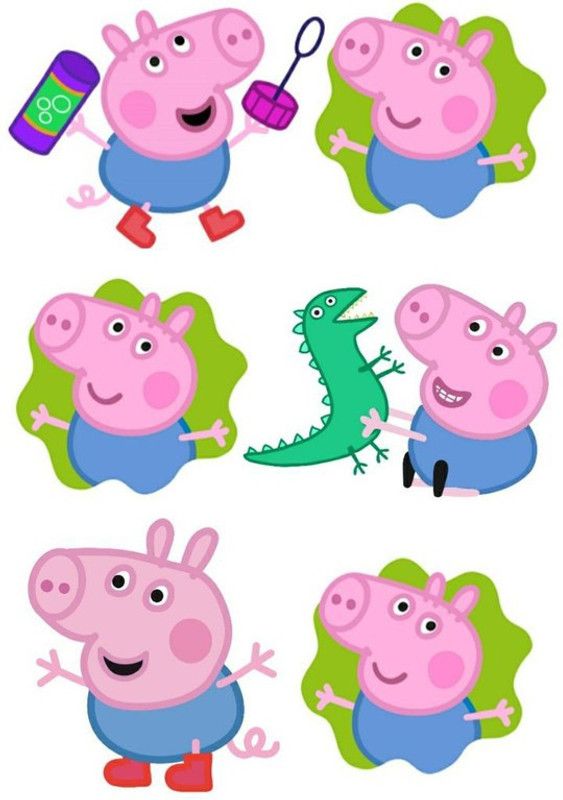 Adfuel Peppa Pig Cartoon Vinyl Sticker Waterproof Digital Reprint 18 inch x 12 inch Painting  (Without Frame)