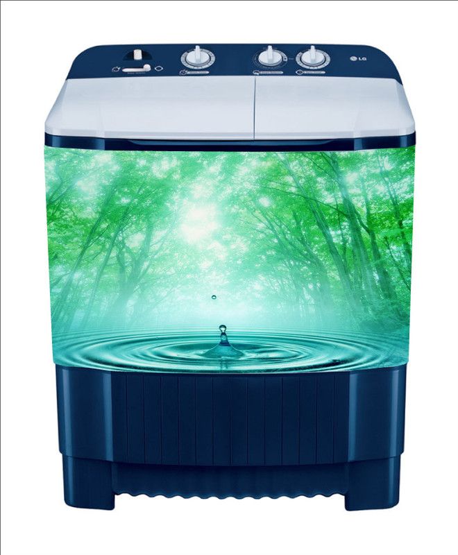 Crown Decals 60 cm decorative tree water nature washing machine sticker Self Adhesive Sticker  (Pack of 1)