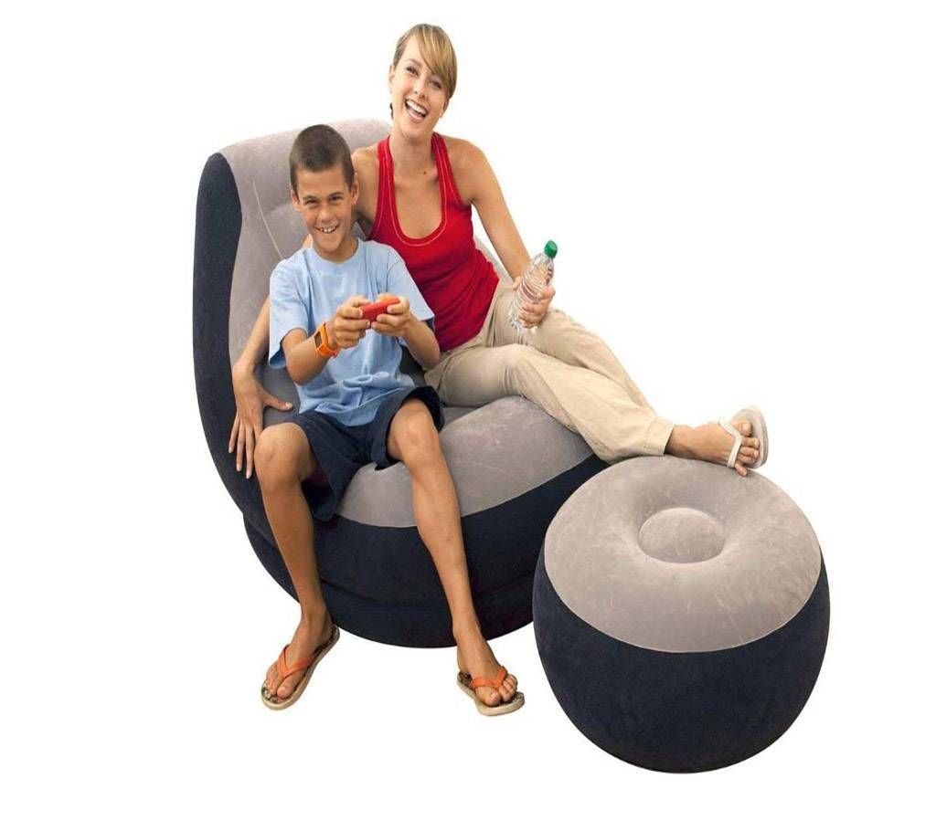 Intex Inflatable Ultra Lounge Chair With Cup Holder And Ottoman Set