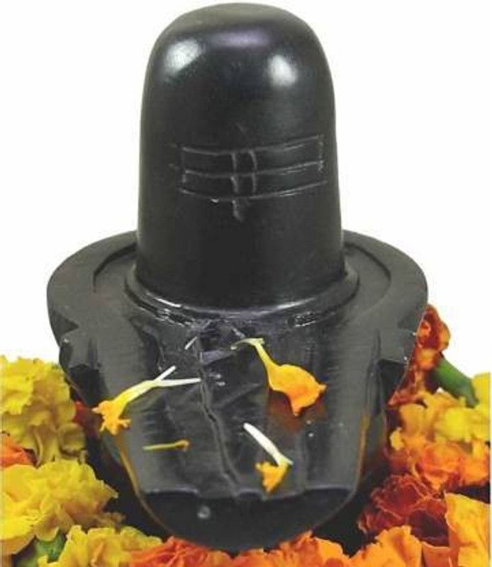 VALUE CRAFTS Black Marble Shivling / Shivji / Shaligram Decorative Showpiece - 9 cm  (Marble, Black)
